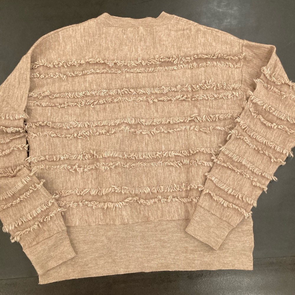 Anthropologie Beige Layered Fringe Sweater - Picture 2 of 6